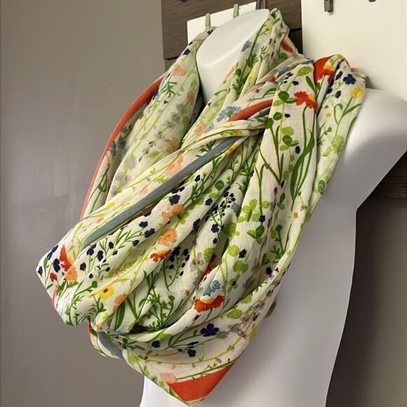 Beck Sundergaard Women Floral Striped Cotton Modal Fashion Scarf Fringe 82”, 40” - Picture 4 of 11